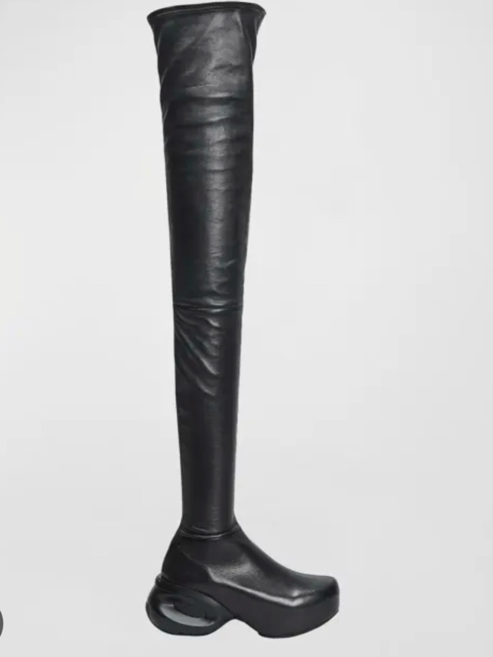 GIVENCHY G-Clog Lambskin Black Leather Over-the-knee Vouge Runway Boots Size 35